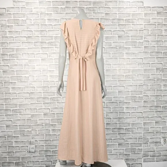 Christy Dawn Women's the Jessa Dress Maxi Ruffle trim in Oat stripe size Medium - Picture 4 of 12